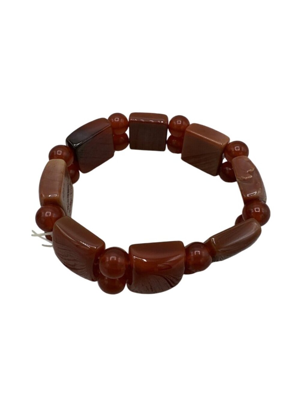 Agate Bracelet Fashion Jewelry Orange Beaded Stretch Boho Polished Gem Stackable